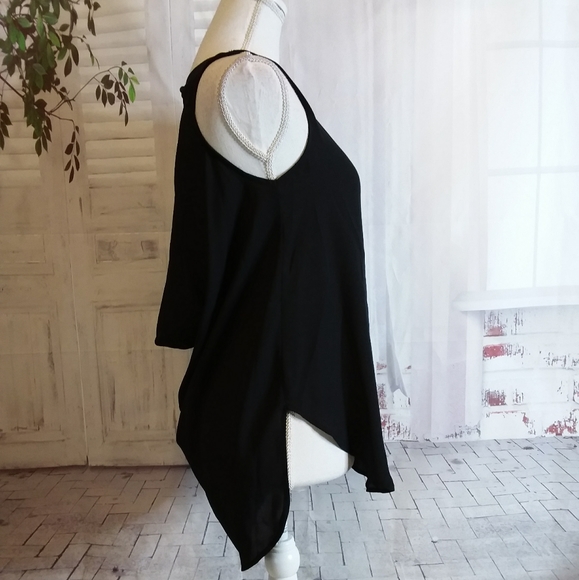 Decree sleeveless black chiffon low open draped back blouse size XS - Picture 2 of 5